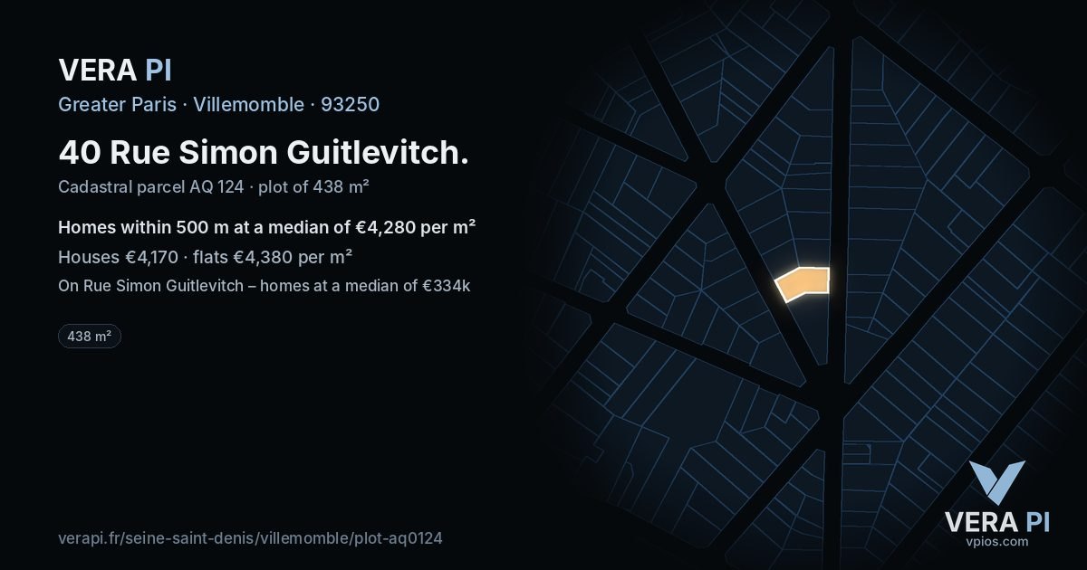 40 Rue Simon Guitlevitch, Villemomble at night – the plot lit, the parcels around coloured by the prices near them