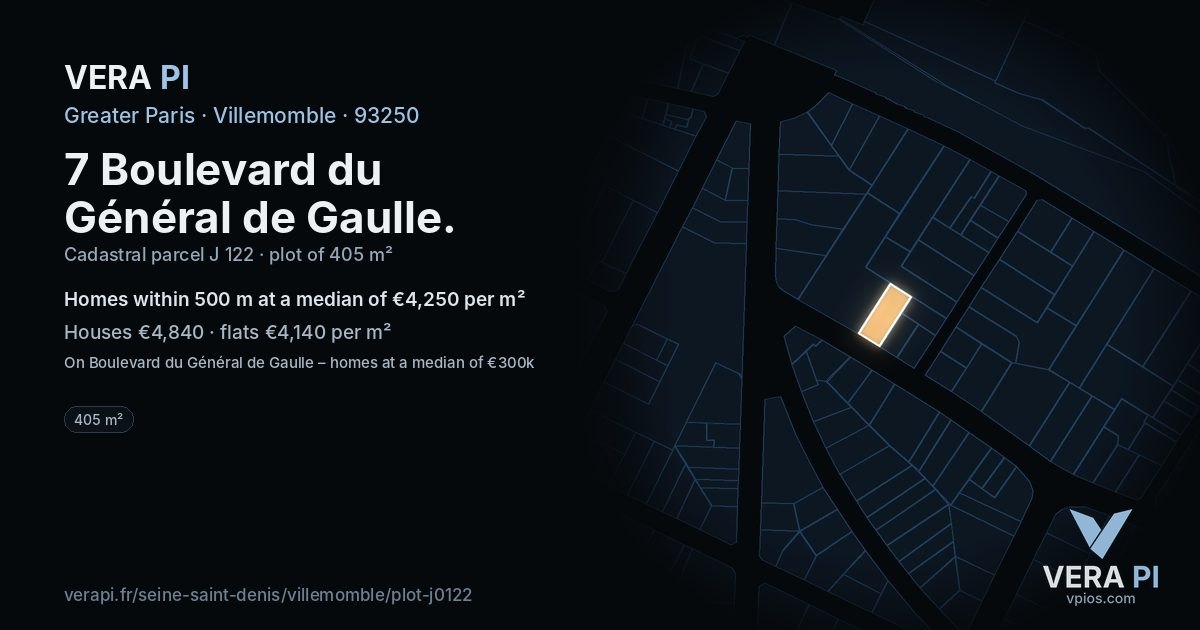 7 Boulevard du Général de Gaulle, Villemomble at night – the plot lit, the parcels around coloured by the prices near them