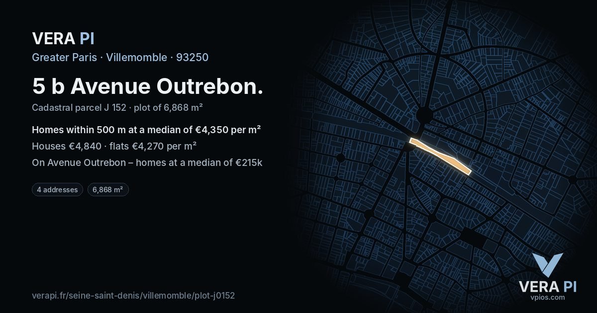 5 b Avenue Outrebon, Villemomble at night – the plot lit, the parcels around coloured by the prices near them
