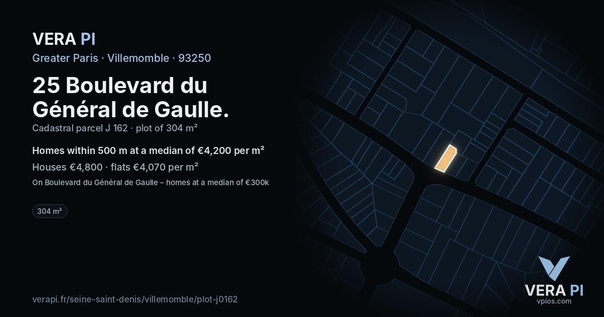25 Boulevard du Général de Gaulle, Villemomble at night – the plot lit, the parcels around coloured by the prices near them