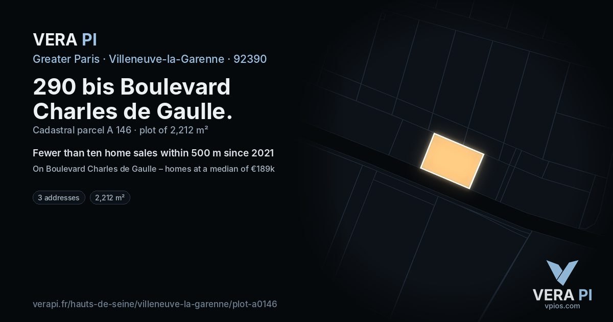 290 bis Boulevard Charles de Gaulle, Villeneuve-la-Garenne at night – the plot lit, the parcels around coloured by the prices near them