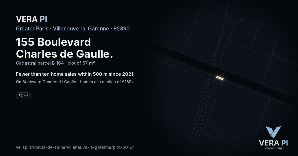 155 Boulevard Charles de Gaulle, Villeneuve-la-Garenne at night – the plot lit, the parcels around coloured by the prices near them