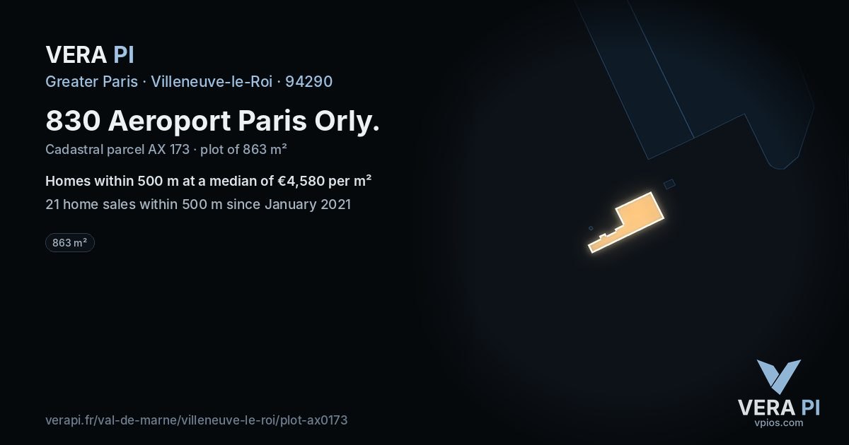 830 Aeroport Paris Orly, Villeneuve-le-Roi at night – the plot lit, the parcels around coloured by the prices near them