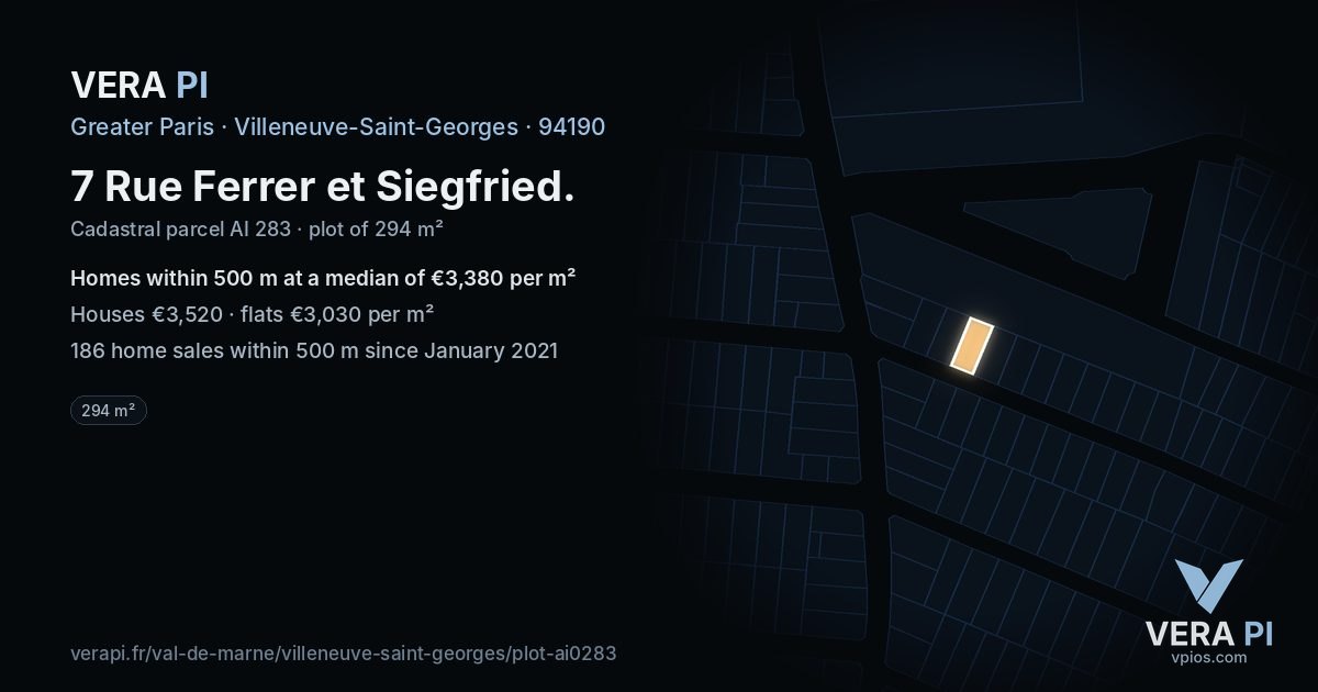 7 Rue Ferrer et Siegfried, Villeneuve-Saint-Georges at night – the plot lit, the parcels around coloured by the prices near them