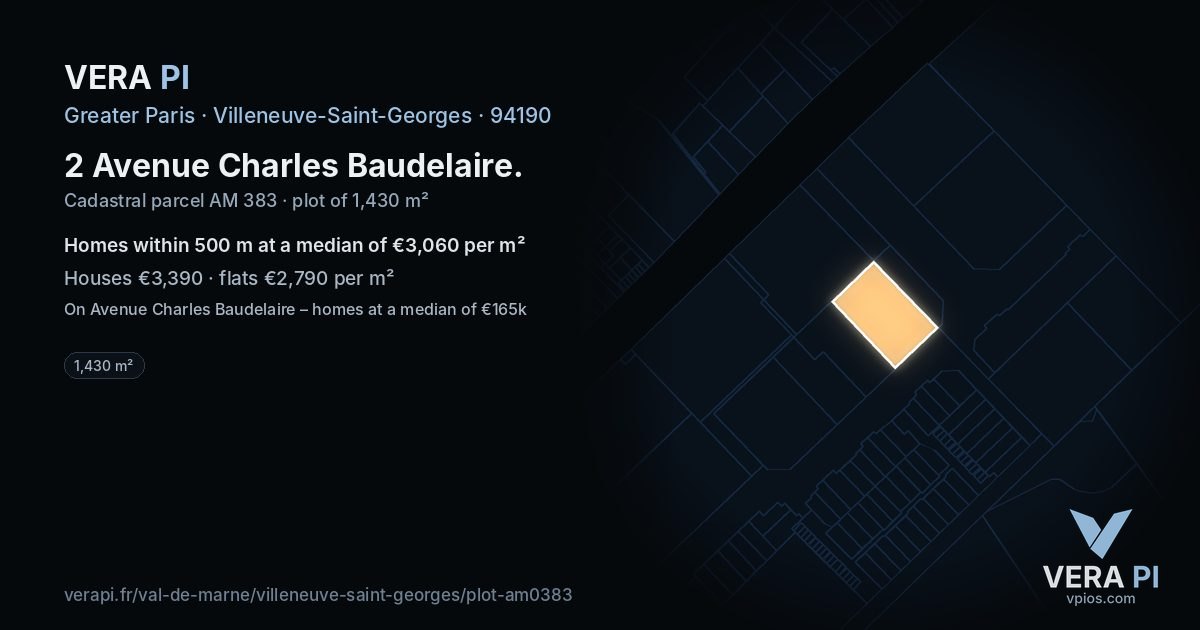 2 Avenue Charles Baudelaire, Villeneuve-Saint-Georges at night – the plot lit, the parcels around coloured by the prices near them