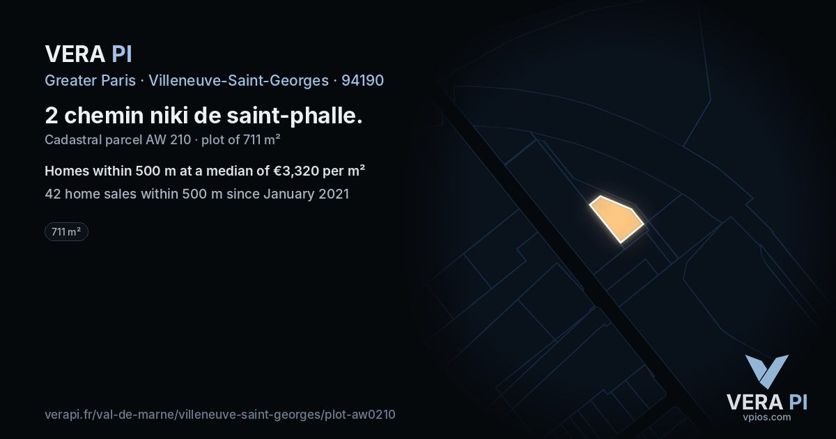 2 chemin niki de saint-phalle, Villeneuve-Saint-Georges at night – the plot lit, the parcels around coloured by the prices near them