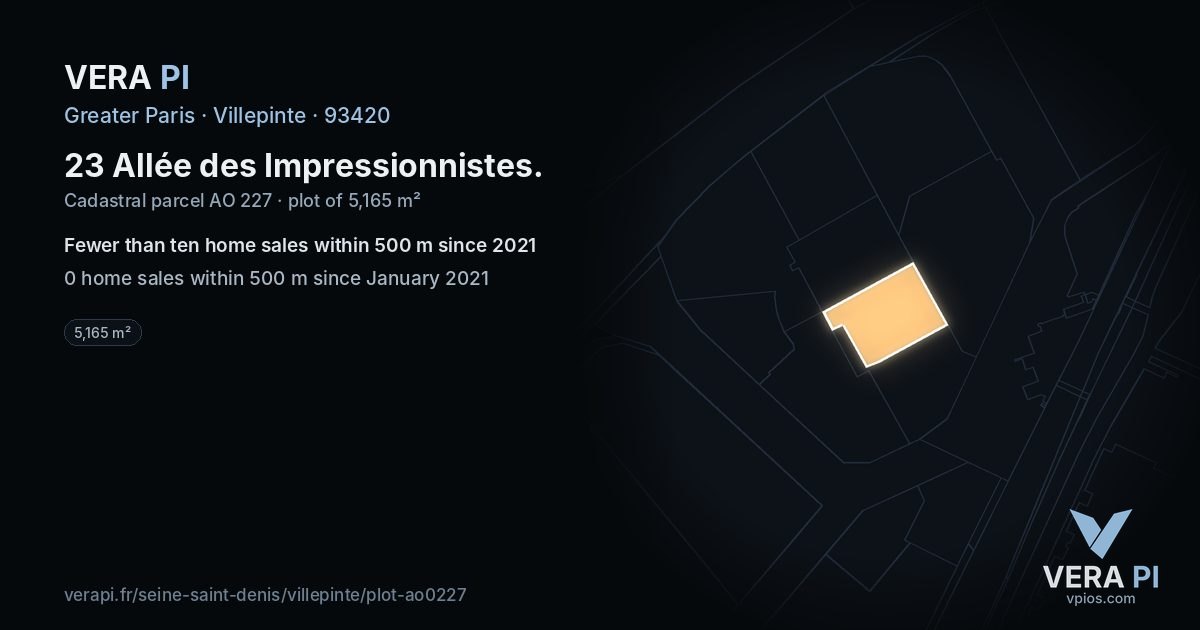 23 Allée des Impressionnistes, Villepinte at night – the plot lit, the parcels around coloured by the prices near them