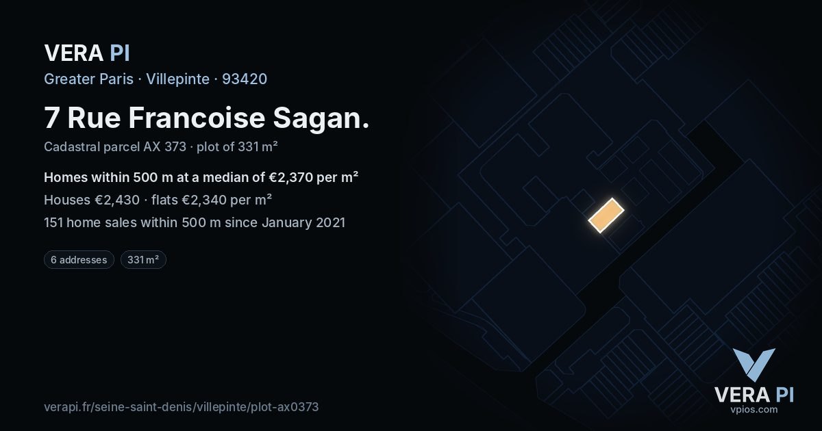 7 Rue Francoise Sagan, Villepinte at night – the plot lit, the parcels around coloured by the prices near them