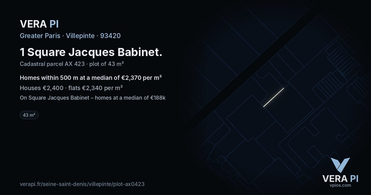 1 Square Jacques Babinet, Villepinte at night – the plot lit, the parcels around coloured by the prices near them