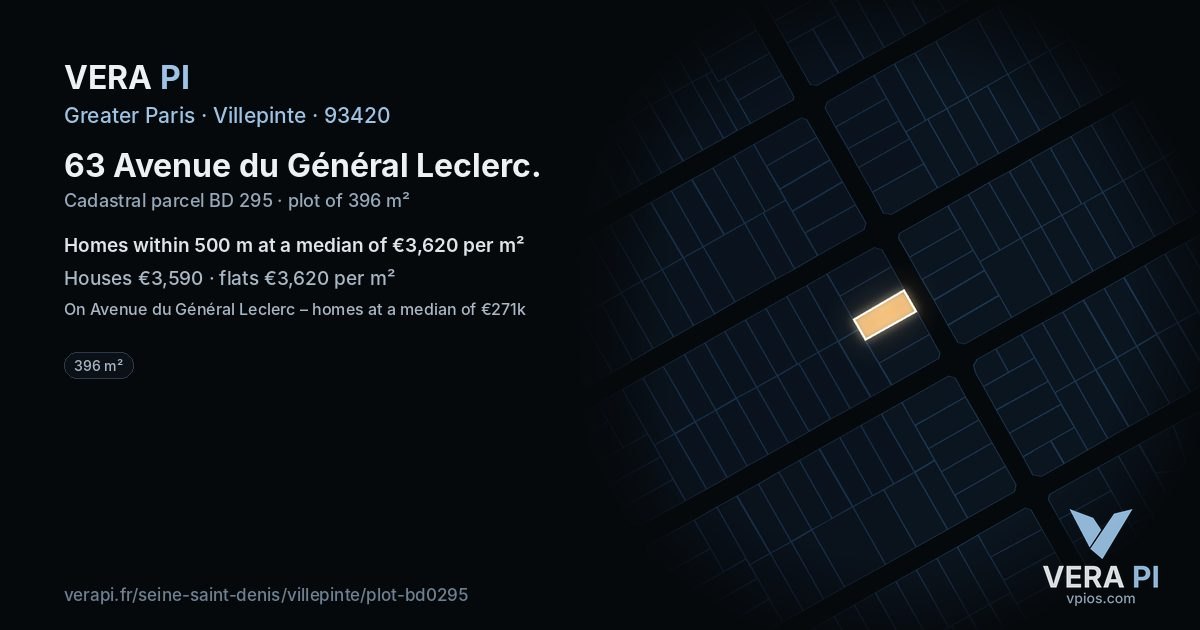 63 Avenue du Général Leclerc, Villepinte at night – the plot lit, the parcels around coloured by the prices near them