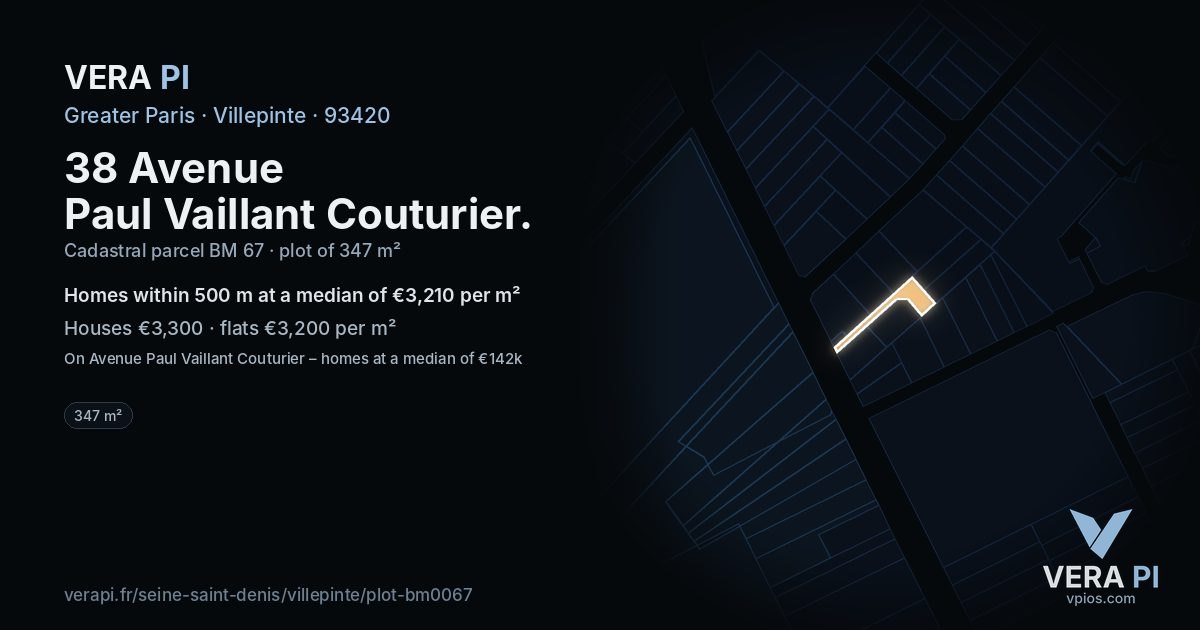 38 Avenue Paul Vaillant Couturier, Villepinte at night – the plot lit, the parcels around coloured by the prices near them