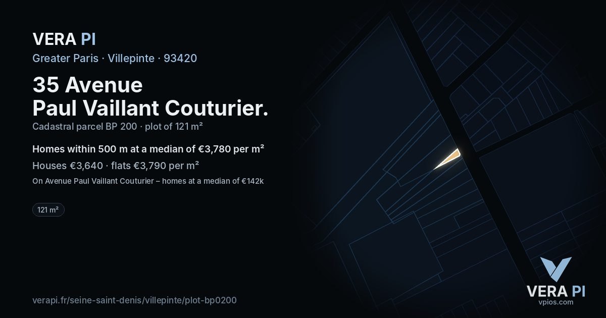35 Avenue Paul Vaillant Couturier, Villepinte at night – the plot lit, the parcels around coloured by the prices near them