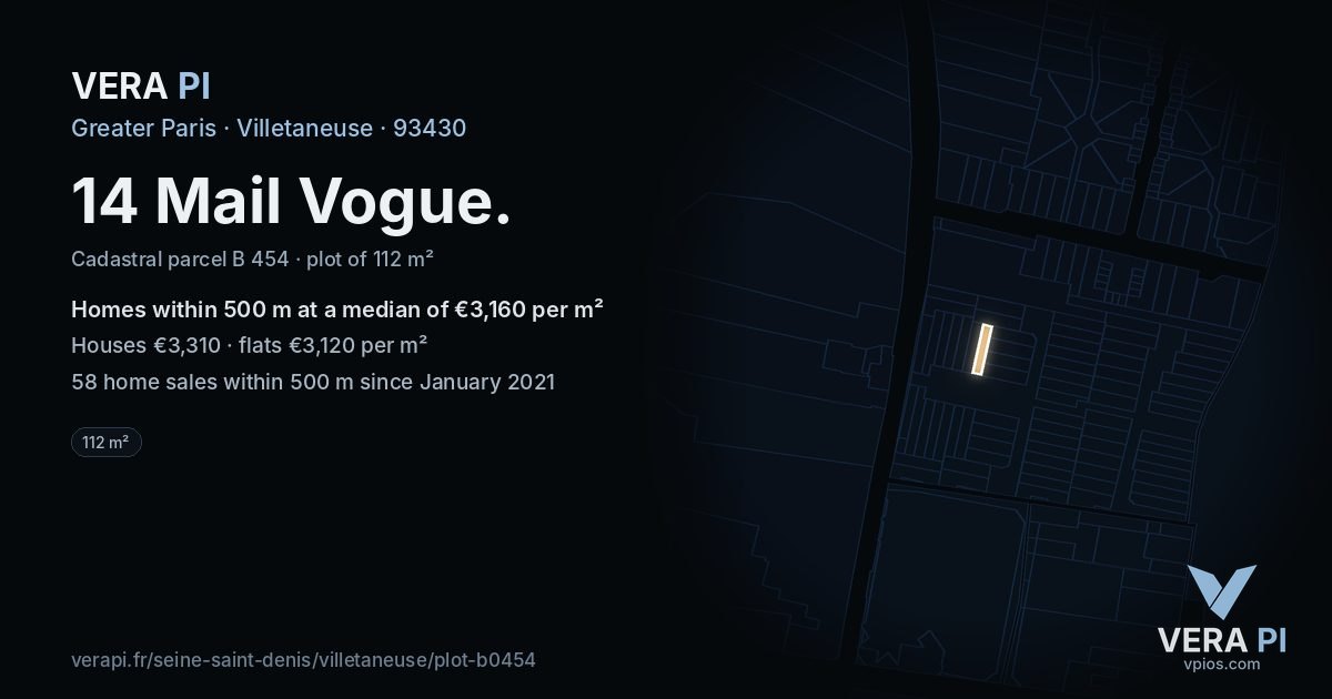 14 Mail Vogue, Villetaneuse at night – the plot lit, the parcels around coloured by the prices near them