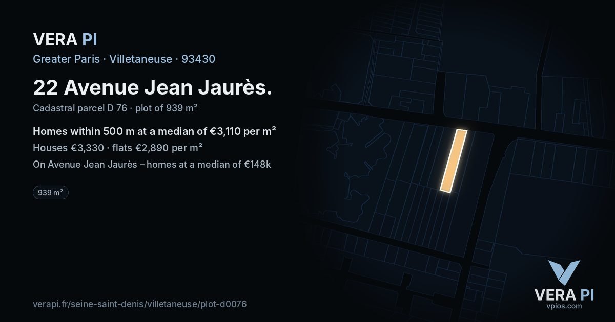 22 Avenue Jean Jaurès, Villetaneuse at night – the plot lit, the parcels around coloured by the prices near them