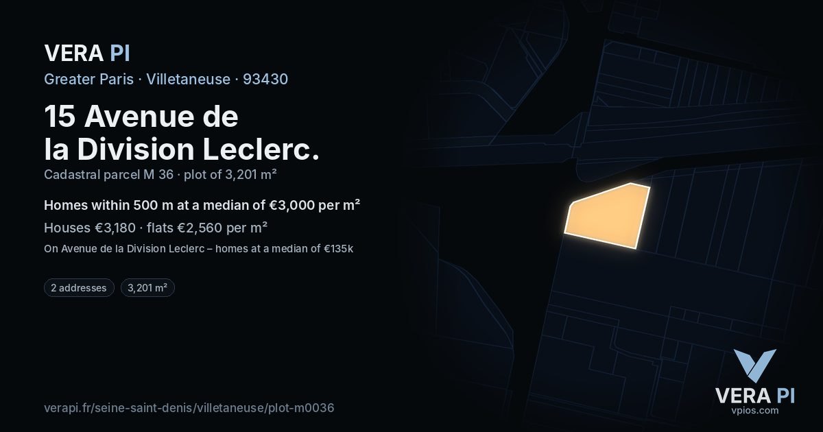 15 Avenue de la Division Leclerc, Villetaneuse at night – the plot lit, the parcels around coloured by the prices near them