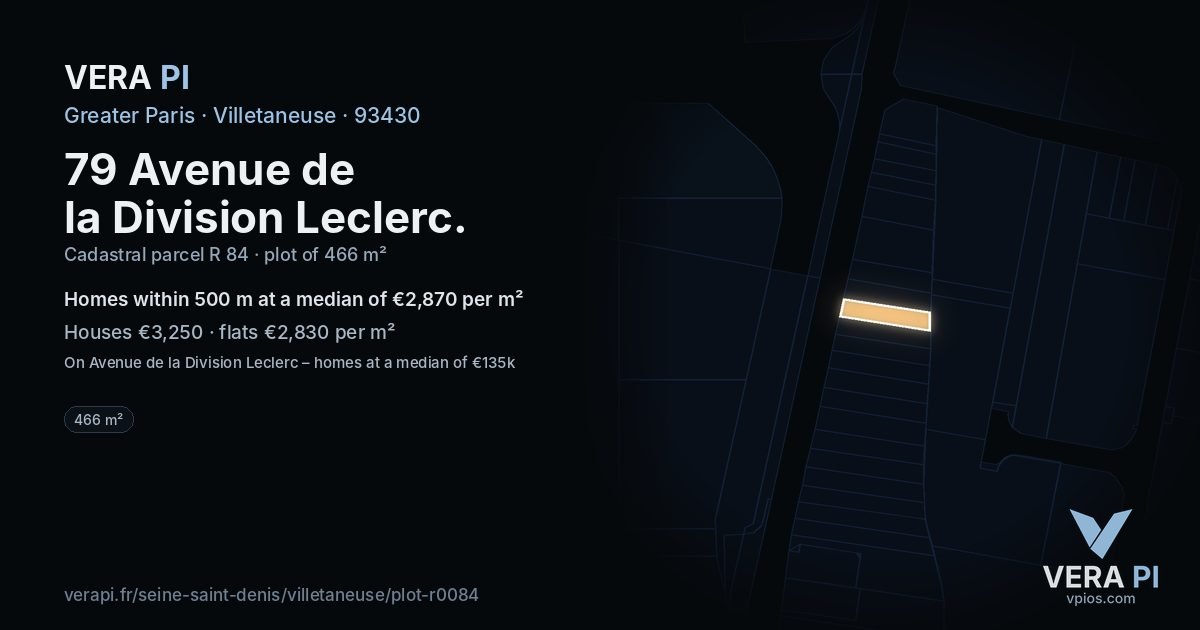 79 Avenue de la Division Leclerc, Villetaneuse at night – the plot lit, the parcels around coloured by the prices near them