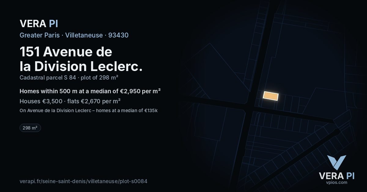 151 Avenue de la Division Leclerc, Villetaneuse at night – the plot lit, the parcels around coloured by the prices near them