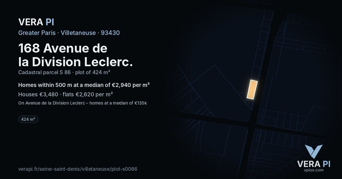 168 Avenue de la Division Leclerc, Villetaneuse at night – the plot lit, the parcels around coloured by the prices near them