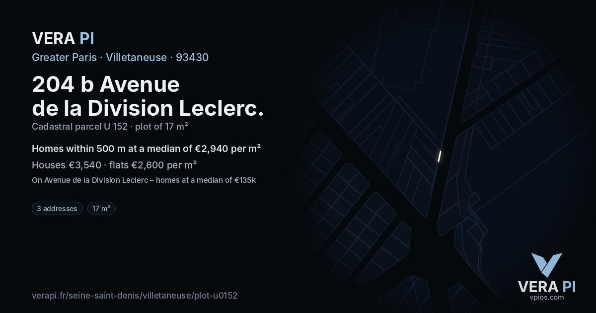 204 b Avenue de la Division Leclerc, Villetaneuse at night – the plot lit, the parcels around coloured by the prices near them
