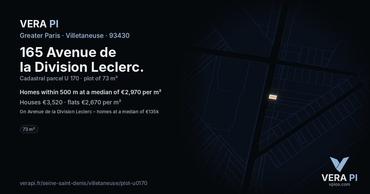 165 Avenue de la Division Leclerc, Villetaneuse at night – the plot lit, the parcels around coloured by the prices near them