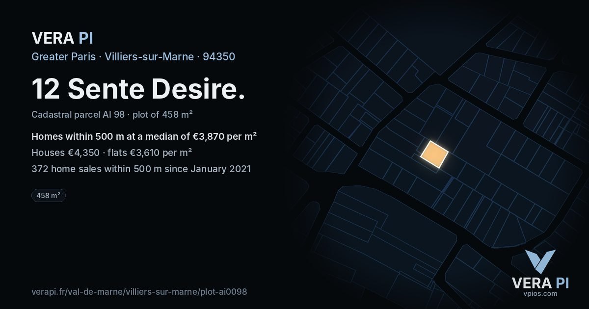 12 Sente Desire, Villiers-sur-Marne at night – the plot lit, the parcels around coloured by the prices near them