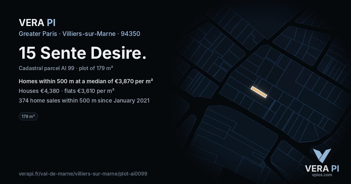 15 Sente Desire, Villiers-sur-Marne at night – the plot lit, the parcels around coloured by the prices near them