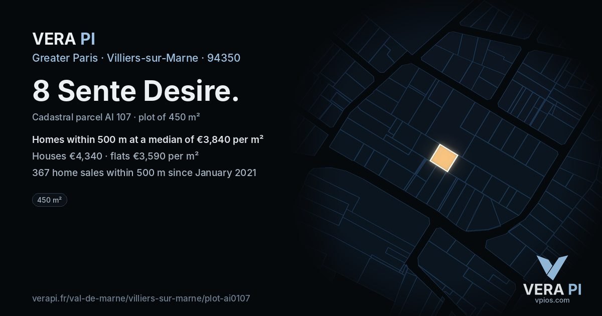 8 Sente Desire, Villiers-sur-Marne at night – the plot lit, the parcels around coloured by the prices near them