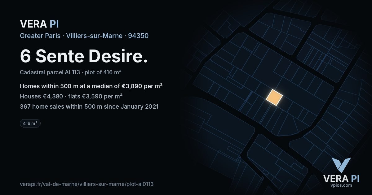 6 Sente Desire, Villiers-sur-Marne at night – the plot lit, the parcels around coloured by the prices near them