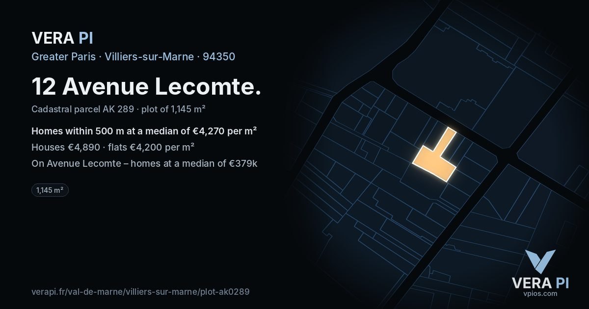 12 Avenue Lecomte, Villiers-sur-Marne at night – the plot lit, the parcels around coloured by the prices near them