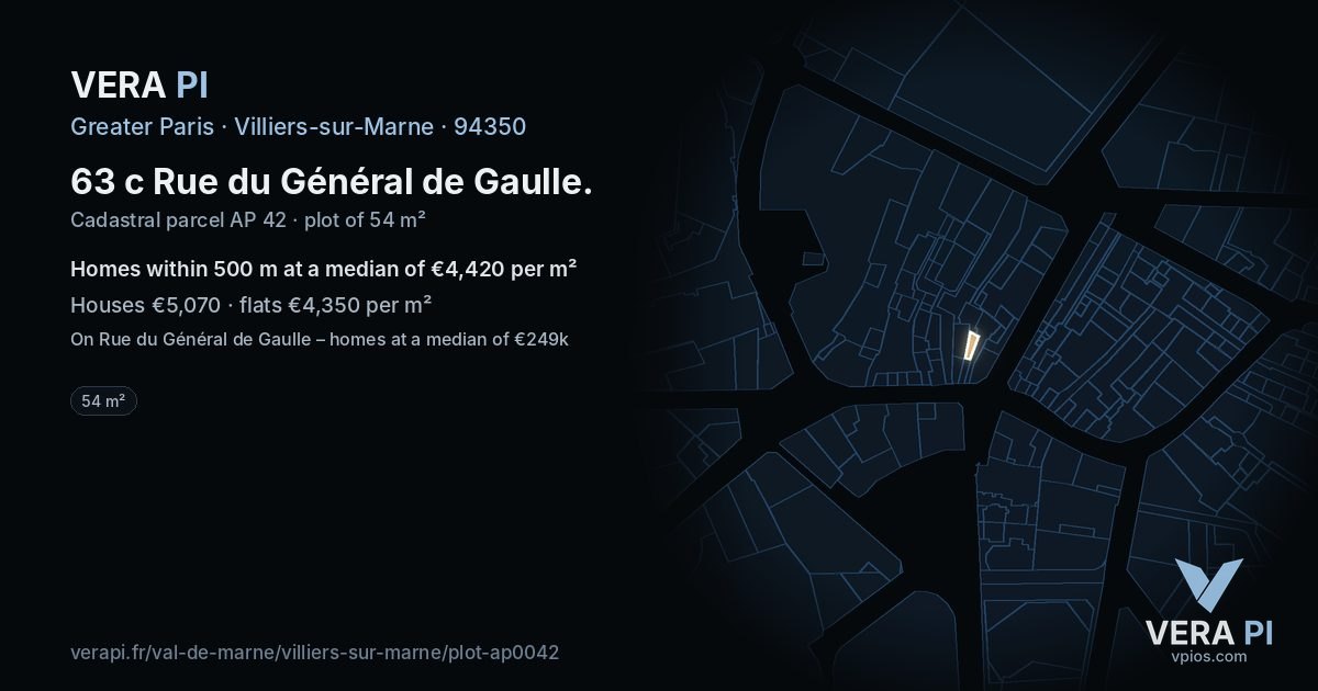 63 c Rue du Général de Gaulle, Villiers-sur-Marne at night – the plot lit, the parcels around coloured by the prices near them