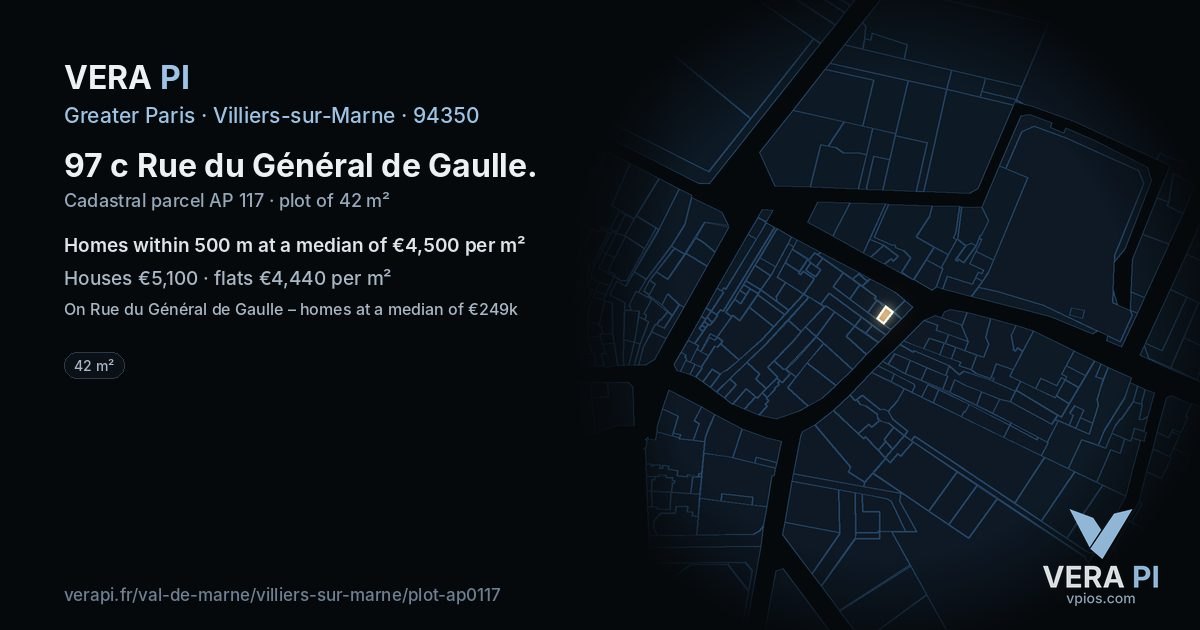 97 c Rue du Général de Gaulle, Villiers-sur-Marne at night – the plot lit, the parcels around coloured by the prices near them