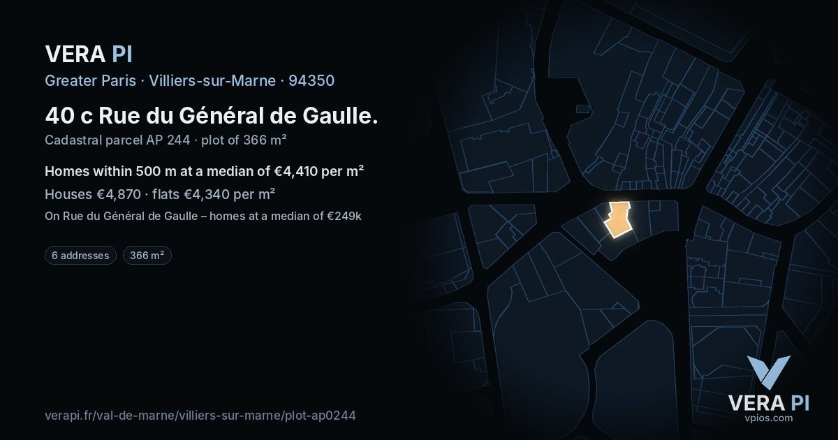 40 c Rue du Général de Gaulle, Villiers-sur-Marne at night – the plot lit, the parcels around coloured by the prices near them
