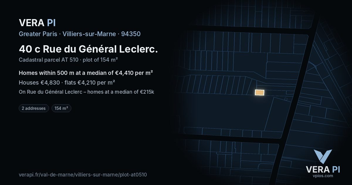 40 c Rue du Général Leclerc, Villiers-sur-Marne at night – the plot lit, the parcels around coloured by the prices near them