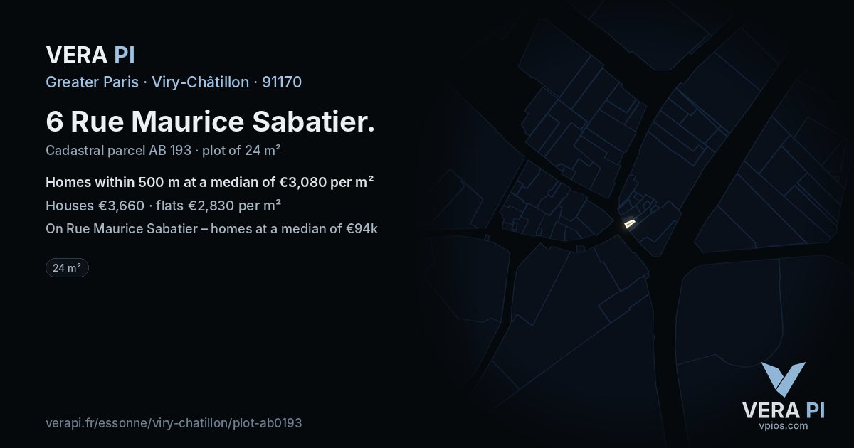6 Rue Maurice Sabatier, Viry-Châtillon at night – the plot lit, the parcels around coloured by the prices near them