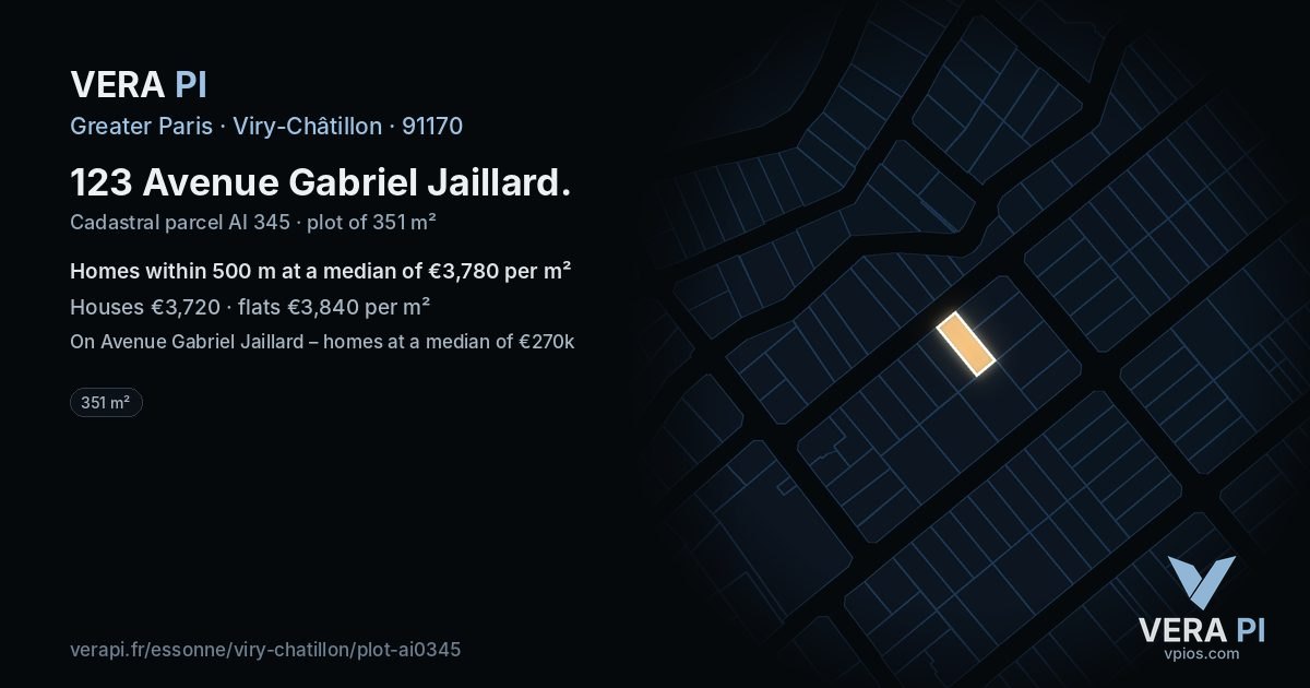 123 Avenue Gabriel Jaillard, Viry-Châtillon at night – the plot lit, the parcels around coloured by the prices near them