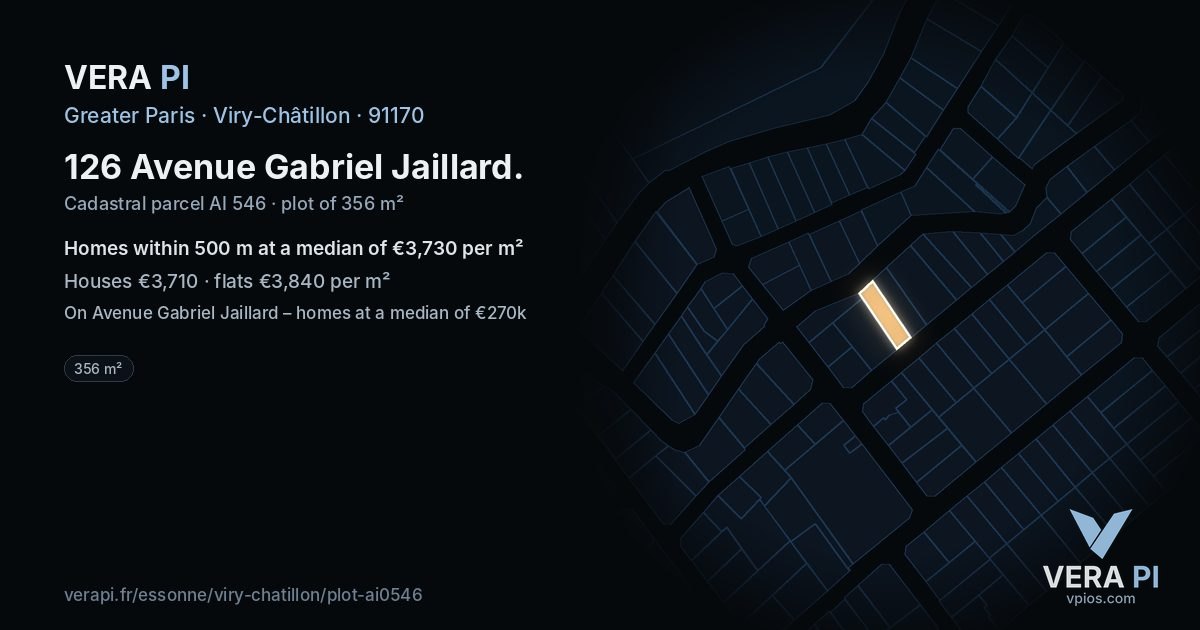 126 Avenue Gabriel Jaillard, Viry-Châtillon at night – the plot lit, the parcels around coloured by the prices near them