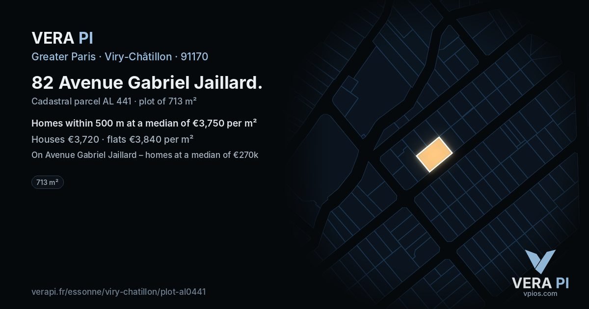 82 Avenue Gabriel Jaillard, Viry-Châtillon at night – the plot lit, the parcels around coloured by the prices near them