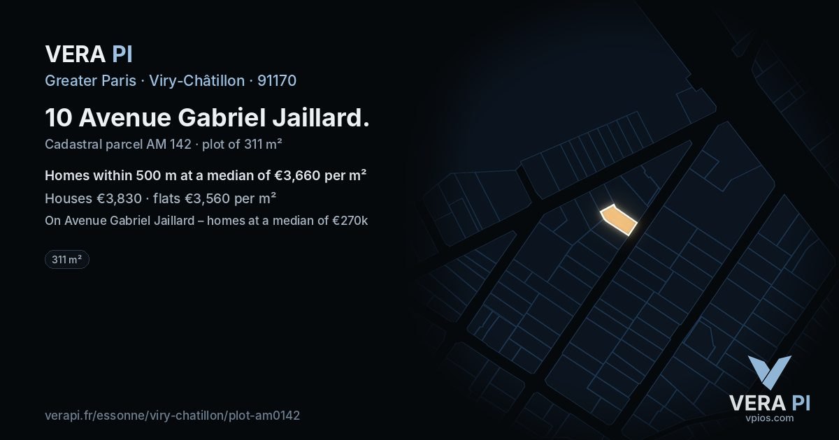 10 Avenue Gabriel Jaillard, Viry-Châtillon at night – the plot lit, the parcels around coloured by the prices near them