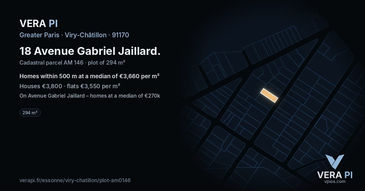 18 Avenue Gabriel Jaillard, Viry-Châtillon at night – the plot lit, the parcels around coloured by the prices near them