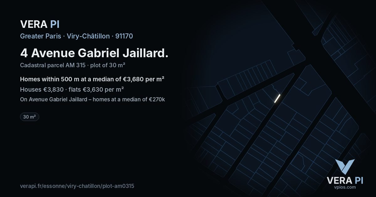 4 Avenue Gabriel Jaillard, Viry-Châtillon at night – the plot lit, the parcels around coloured by the prices near them
