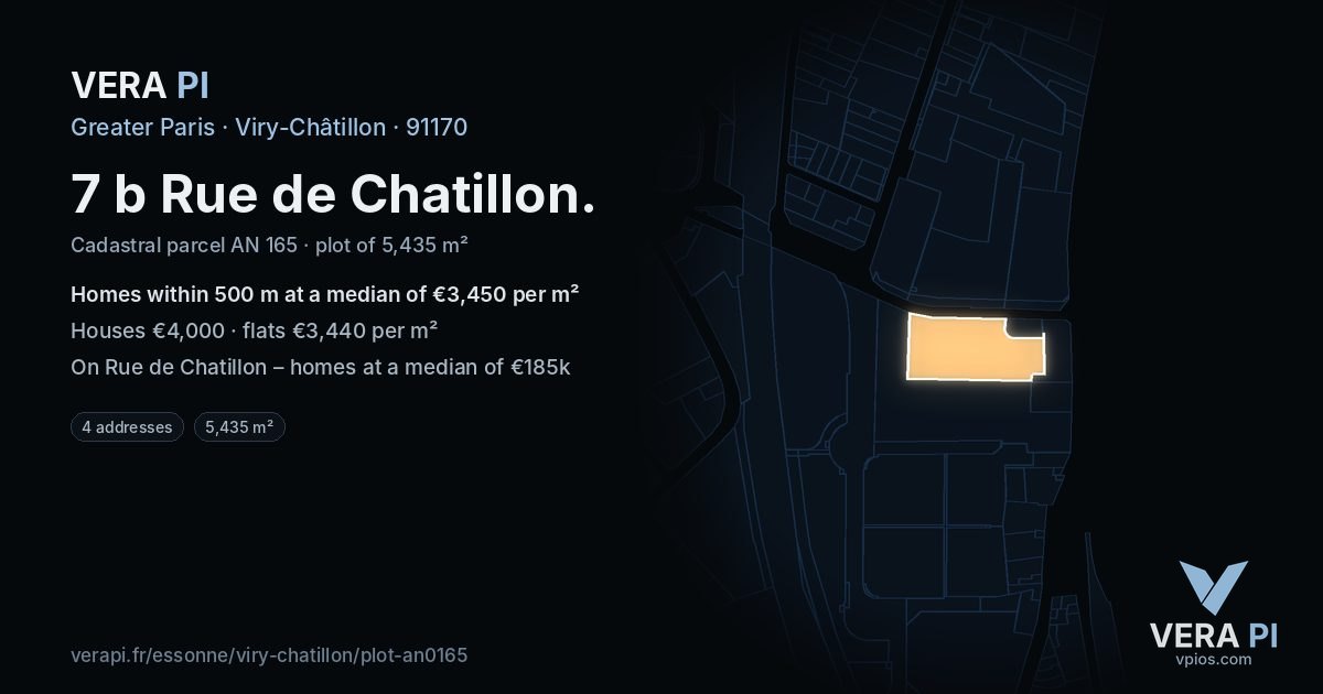 7 b Rue de Chatillon, Viry-Châtillon at night – the plot lit, the parcels around coloured by the prices near them