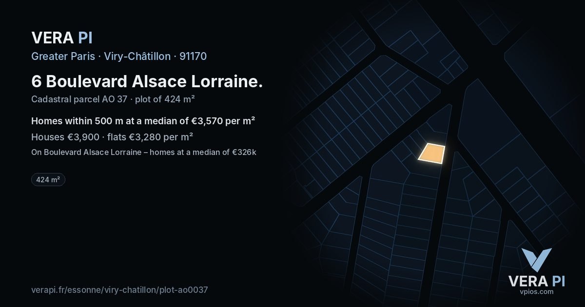 6 Boulevard Alsace Lorraine, Viry-Châtillon at night – the plot lit, the parcels around coloured by the prices near them