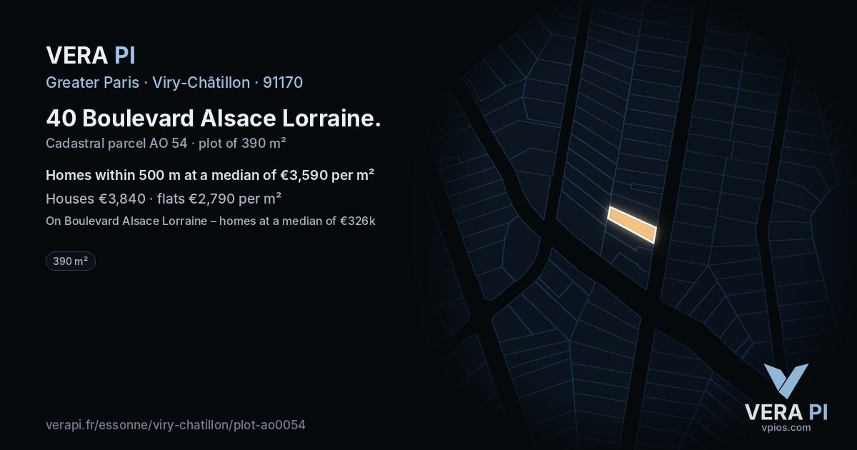 40 Boulevard Alsace Lorraine, Viry-Châtillon at night – the plot lit, the parcels around coloured by the prices near them
