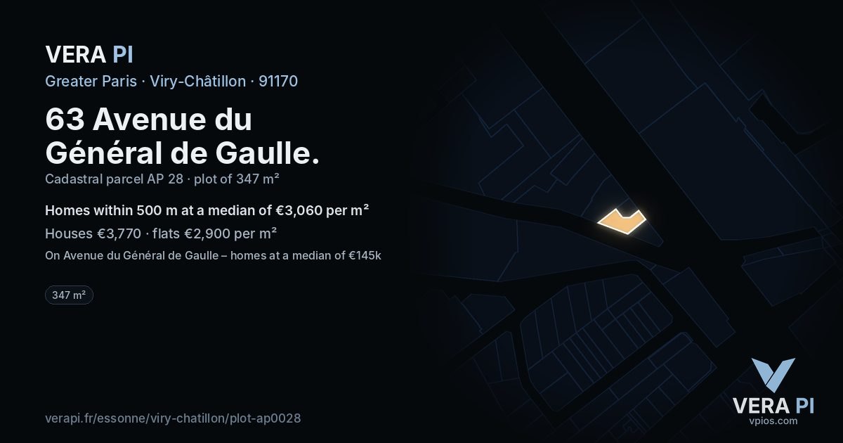 63 Avenue du Général de Gaulle, Viry-Châtillon at night – the plot lit, the parcels around coloured by the prices near them