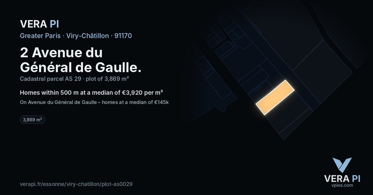 2 Avenue du Général de Gaulle, Viry-Châtillon at night – the plot lit, the parcels around coloured by the prices near them