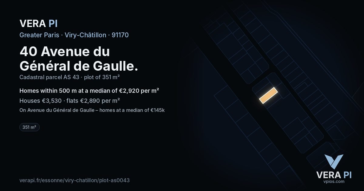 40 Avenue du Général de Gaulle, Viry-Châtillon at night – the plot lit, the parcels around coloured by the prices near them