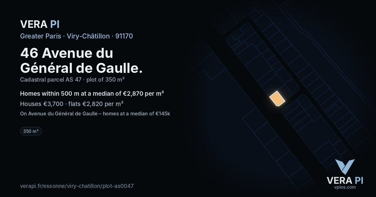 46 Avenue du Général de Gaulle, Viry-Châtillon at night – the plot lit, the parcels around coloured by the prices near them