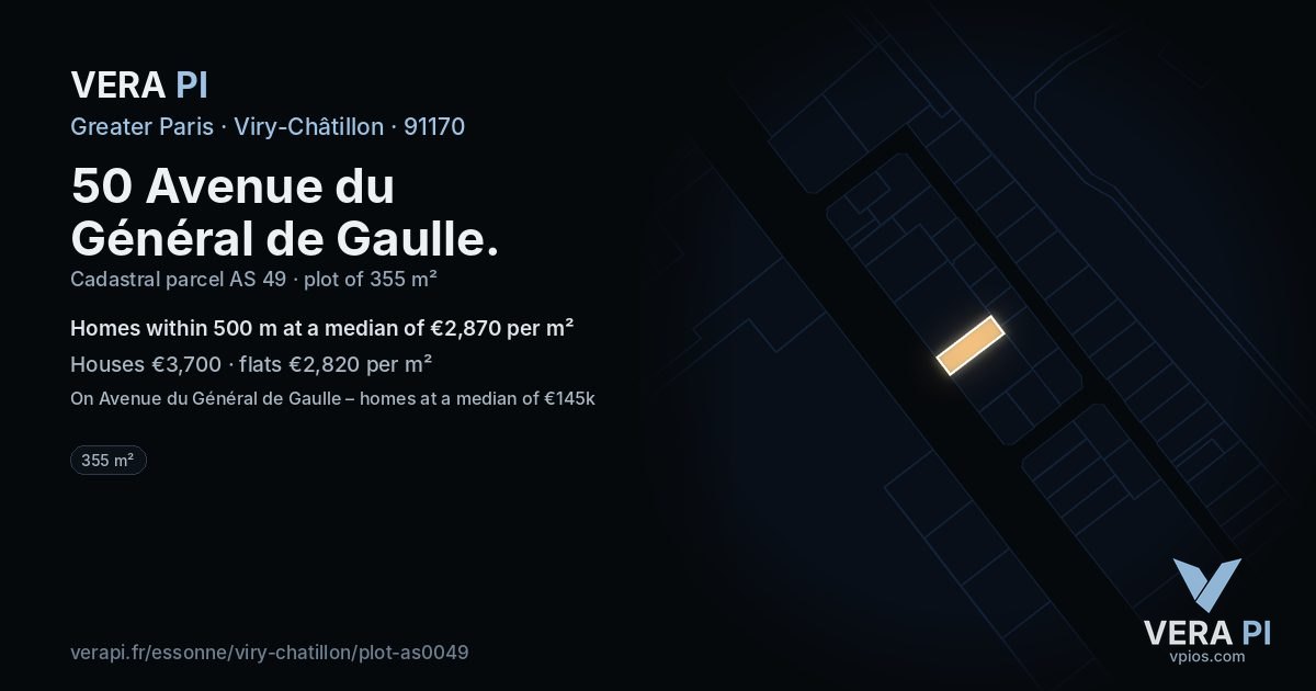 50 Avenue du Général de Gaulle, Viry-Châtillon at night – the plot lit, the parcels around coloured by the prices near them