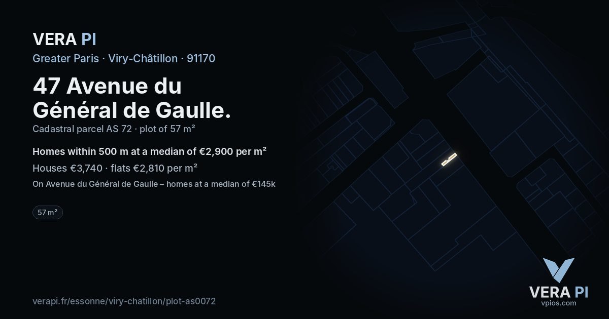 47 Avenue du Général de Gaulle, Viry-Châtillon at night – the plot lit, the parcels around coloured by the prices near them