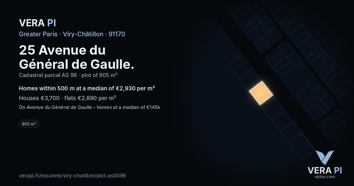25 Avenue du Général de Gaulle, Viry-Châtillon at night – the plot lit, the parcels around coloured by the prices near them